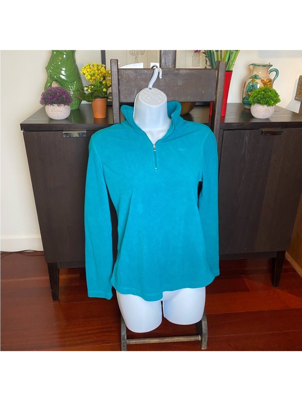 Women's Teal Quarter-Zip Fleece Pullover